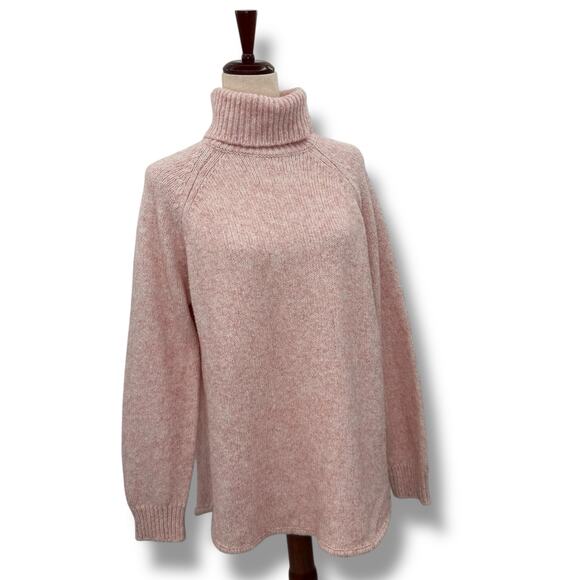 Michael Kors Pink Knit Sweater XL Roll Neck Light Baby Pink Marled Turtleneck - Picture 1 of 7